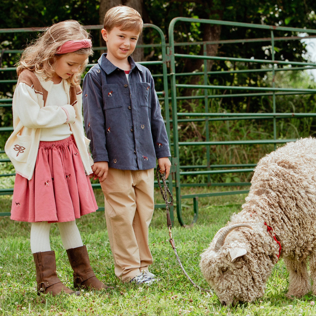 Pink Chicken Gianna Skirt - Horse Embroidery