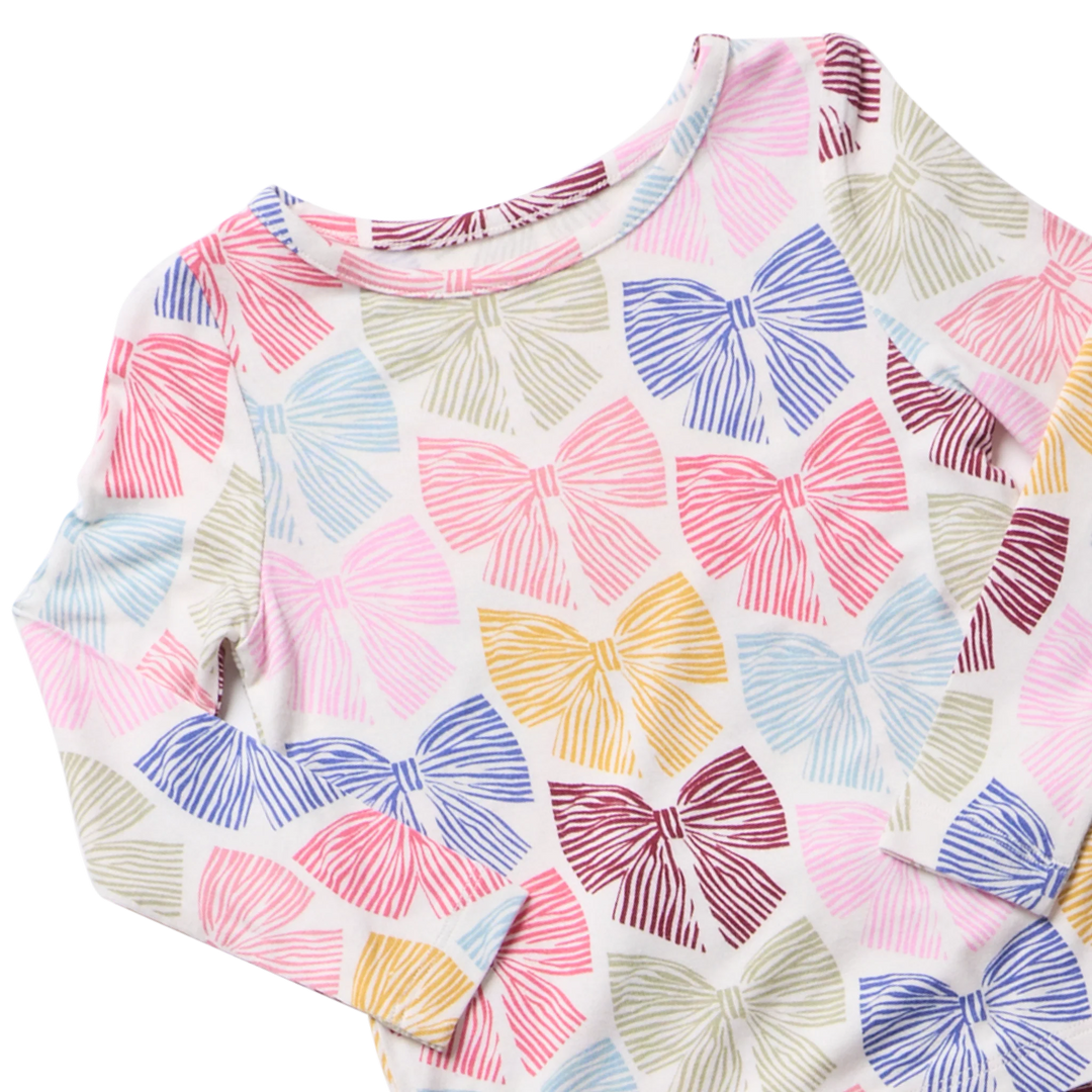 Pink Chicken Bamboo PJ Set - Bright Multi Bows