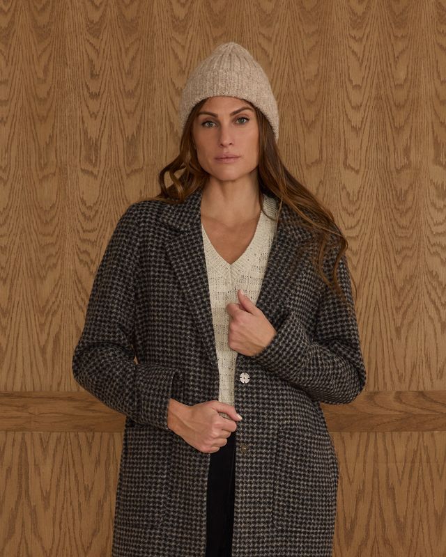 Rylee + Cru Womens Longline Coat - Micro Check