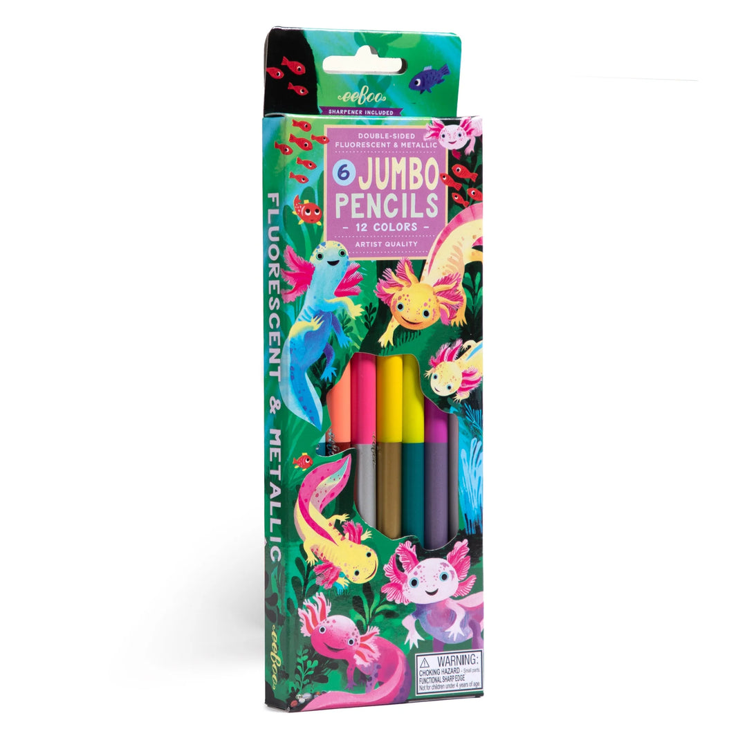 Eeboo Axolotl 6 Jumbo Double-Sided Pencils