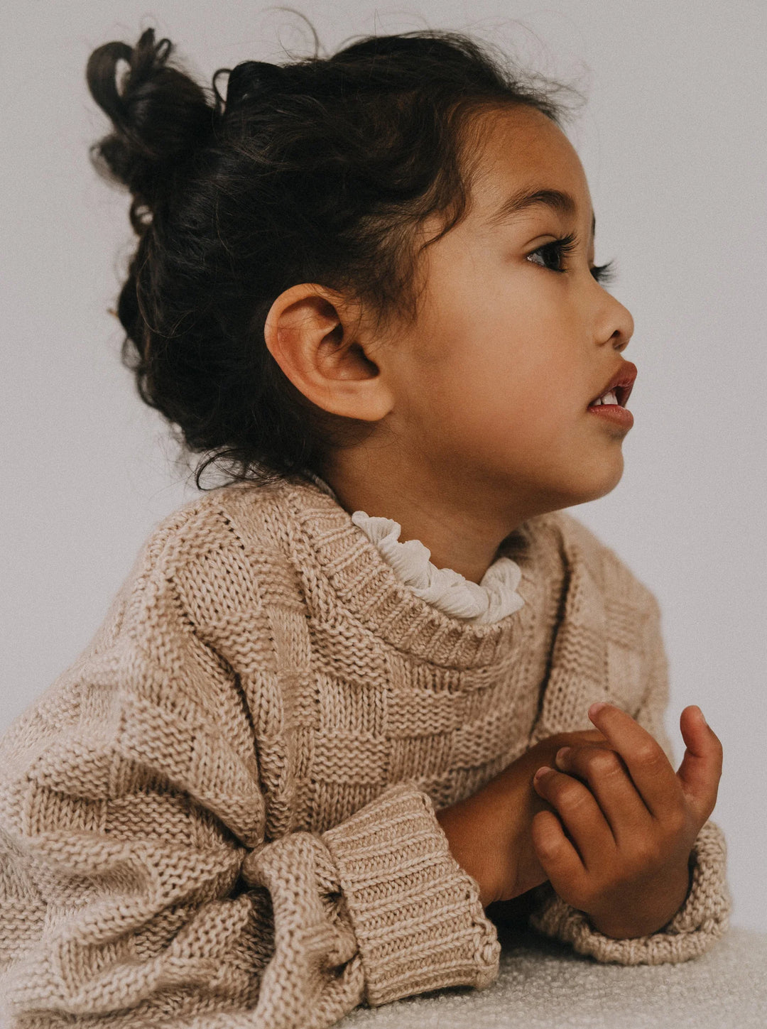 Baje Studio Velan Mockneck Sweater - Sand Melange Multicolor