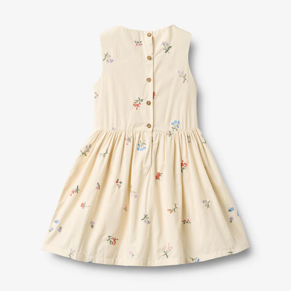 Wheat Dress Thelma - Ivory Embroidery Flowers