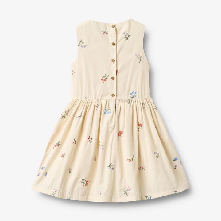 Wheat Dress Thelma - Ivory Embroidery Flowers