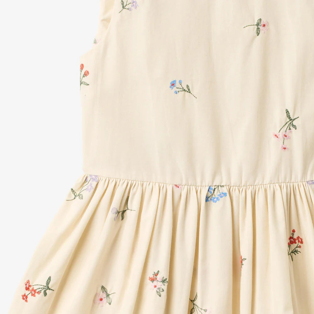 Wheat Dress Thelma - Ivory Embroidery Flowers