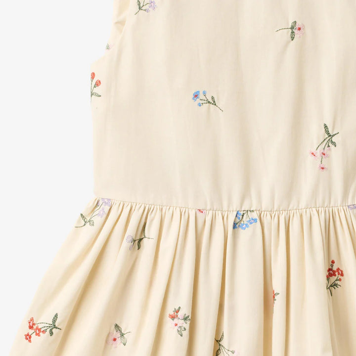 Wheat Dress Thelma - Ivory Embroidery Flowers