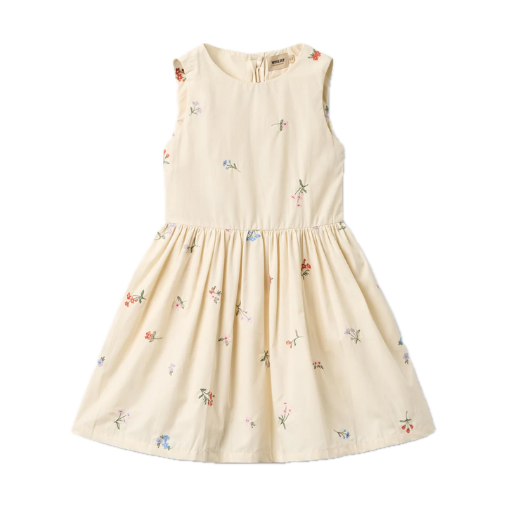 Wheat Dress Thelma - Ivory Embroidery Flowers