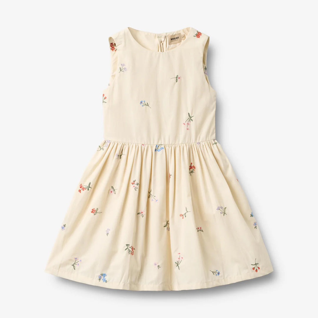 Wheat Dress Thelma - Ivory Embroidery Flowers