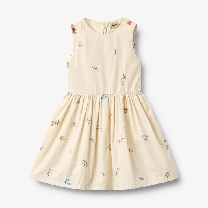 Wheat Dress Thelma - Ivory Embroidery Flowers