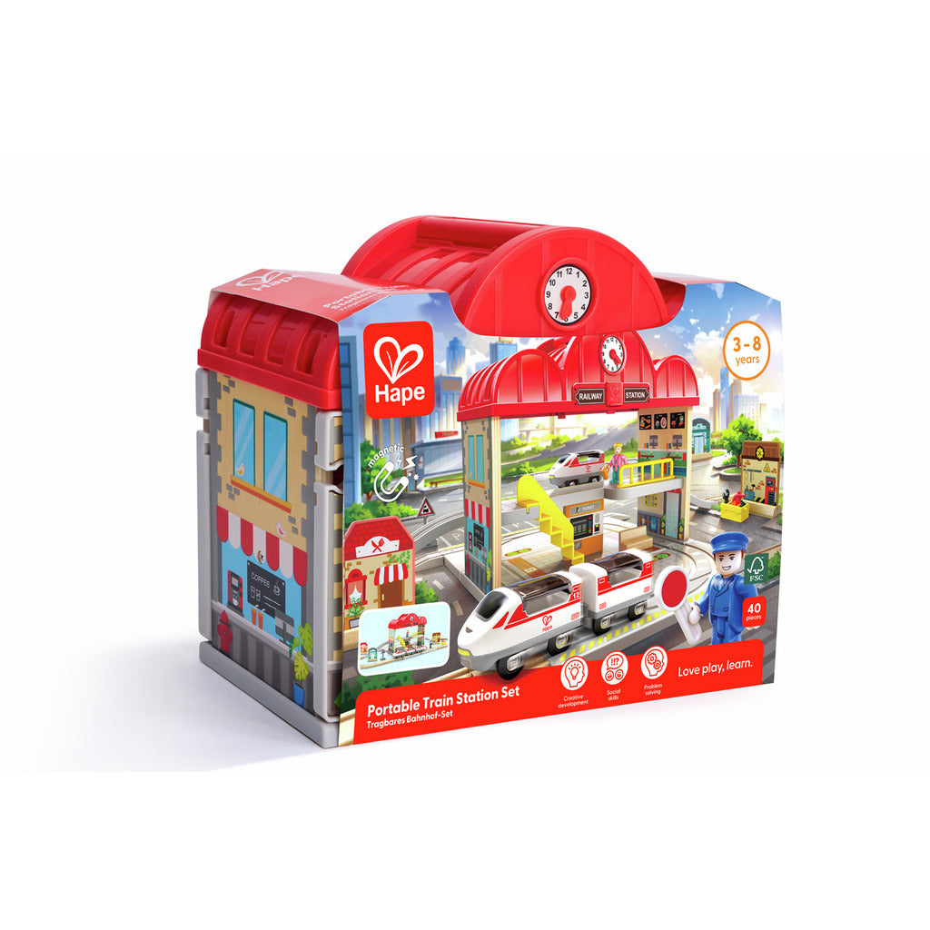 Hape Portable Train Station Set