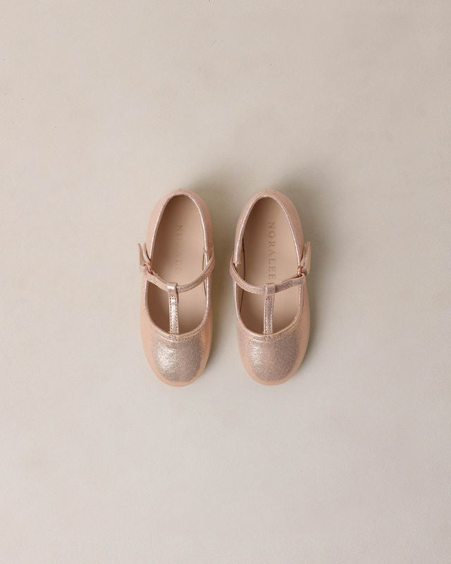 Noralee T-Strap Ballet Flats - Pink Shimmer