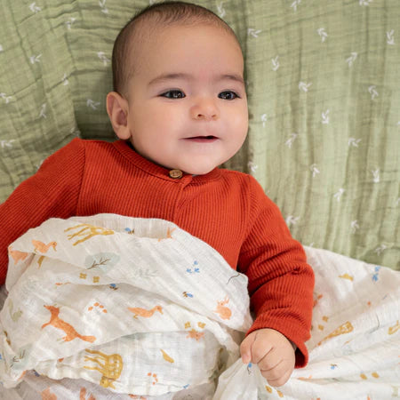 Aden + Anais Essentials Cotton Muslin Swaddle Blanket 4 pack - Sage Woodland