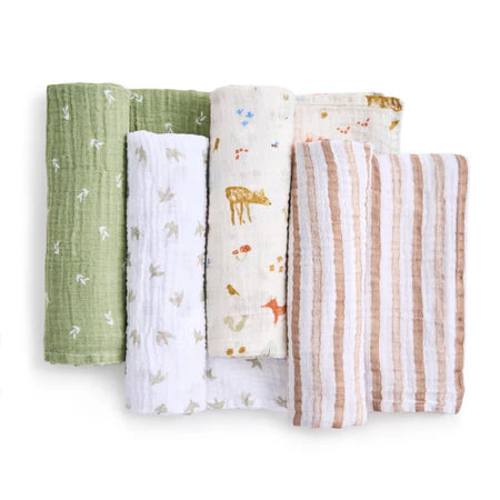 Aden + Anais Essentials Cotton Muslin Swaddle Blanket 4 pack - Sage Woodland