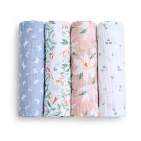 Aden + Anais Essentials Cotton Muslin Swaddle Blanket 4 pack - Butterfly Garden