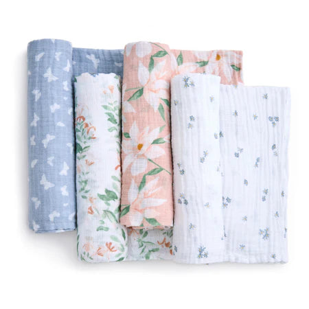 Aden + Anais Essentials Cotton Muslin Swaddle Blanket 4 pack - Butterfly Garden