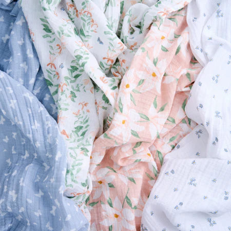 Aden + Anais Essentials Cotton Muslin Swaddle Blanket 4 pack - Butterfly Garden
