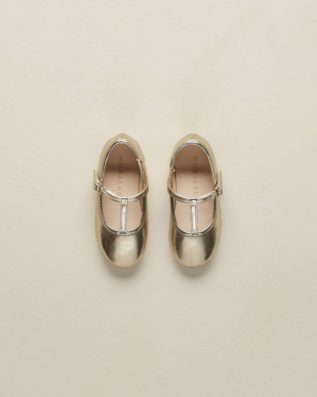 Noralee T-Strap Ballet Flats - Gold Metallic