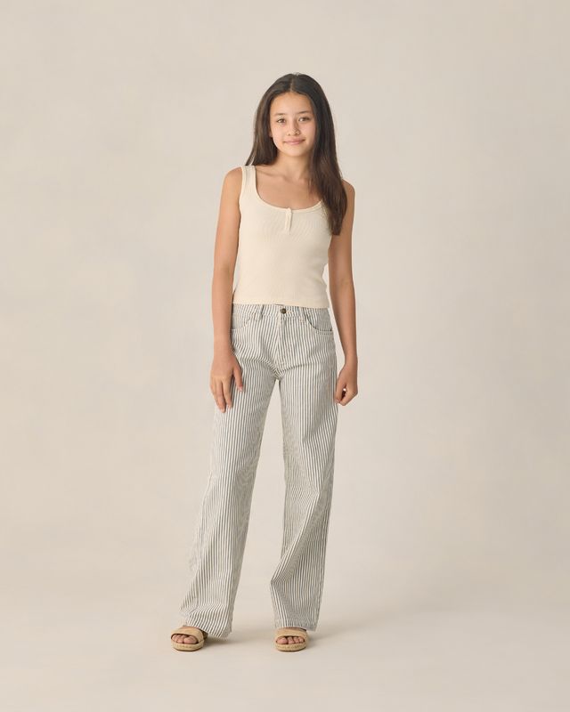 Rylee + Cru Teen Baggy Wide Leg Pant - Railroad Stripe