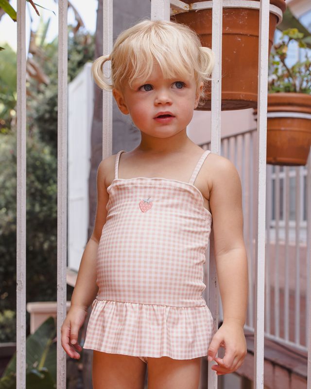 Rylee + Cru Tori Skirted One-Piece - Petal Gingham