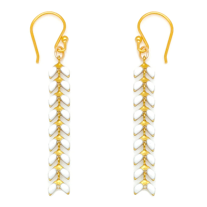 Bronwen Enamel Cascade Earrings - Medium White