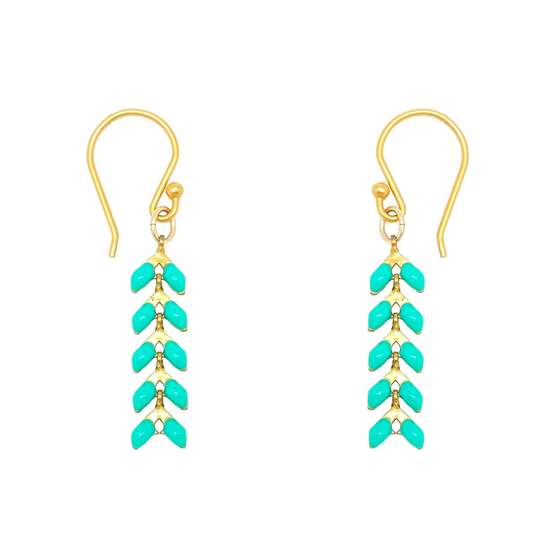 Bronwen Enamel Cascade Earrings - Short Aqua