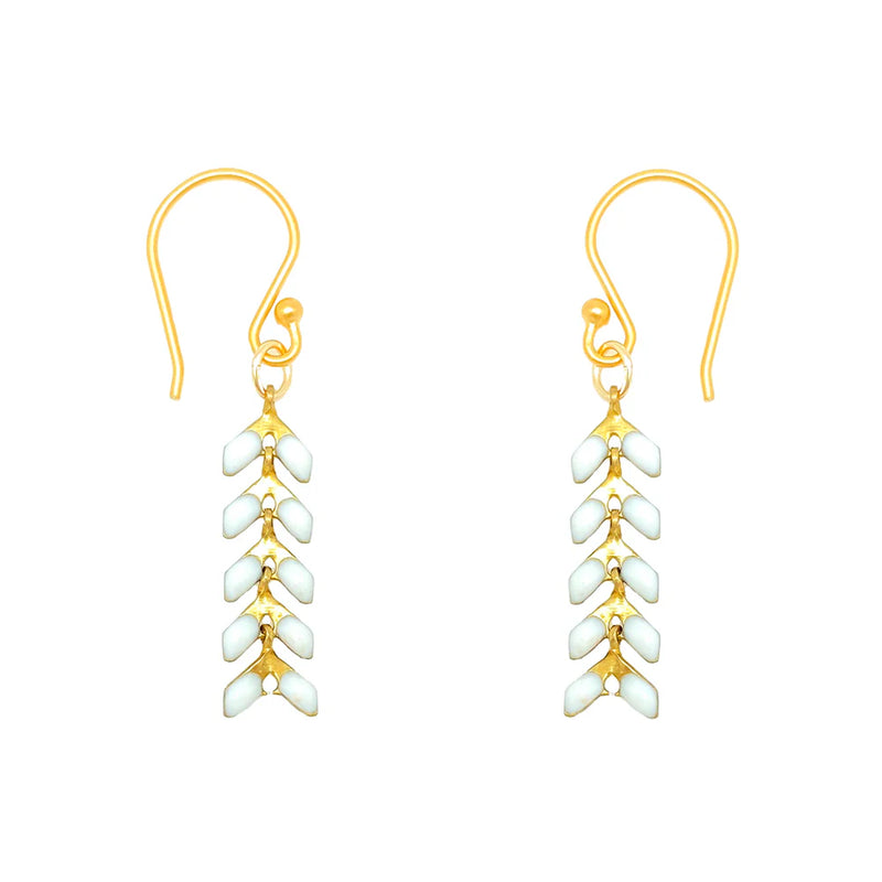 Bronwen Enamel Cascade Earrings - Short White