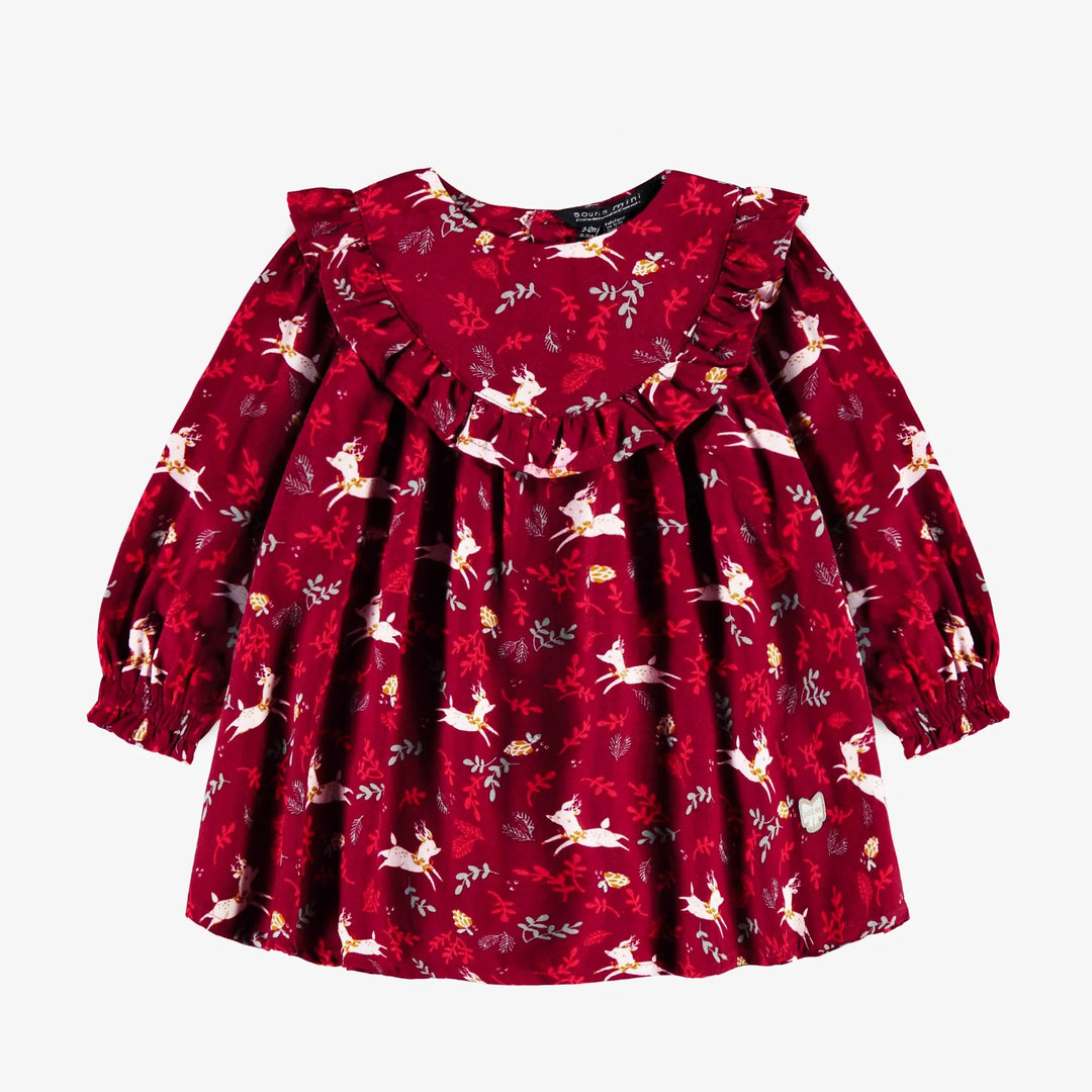 Souris Mini Red Reindeer Ruffle Dress