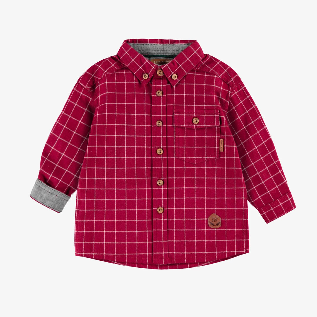 Souris Mini Brushed Flannel Red Plaid Shirt