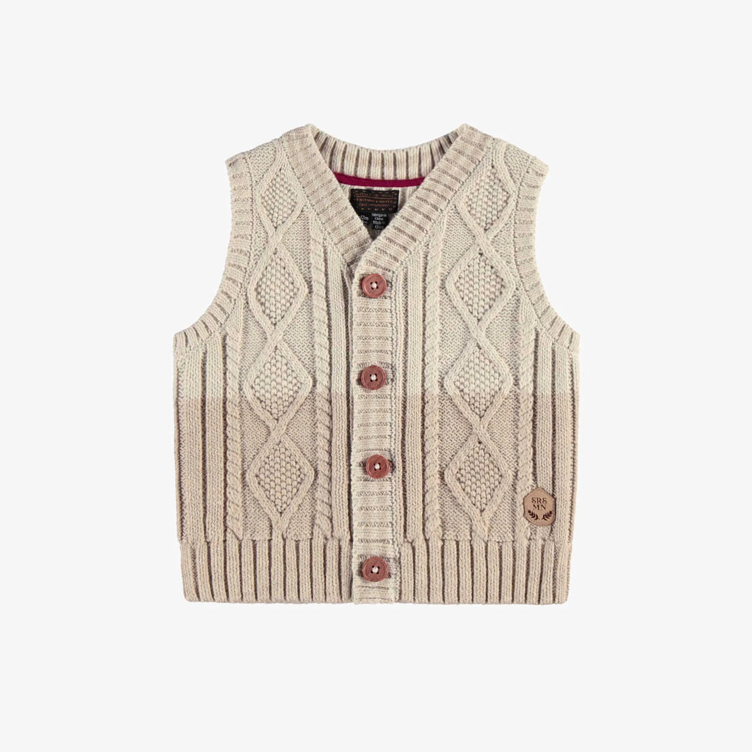 Souris Mini Beige Cable-Knit Vest