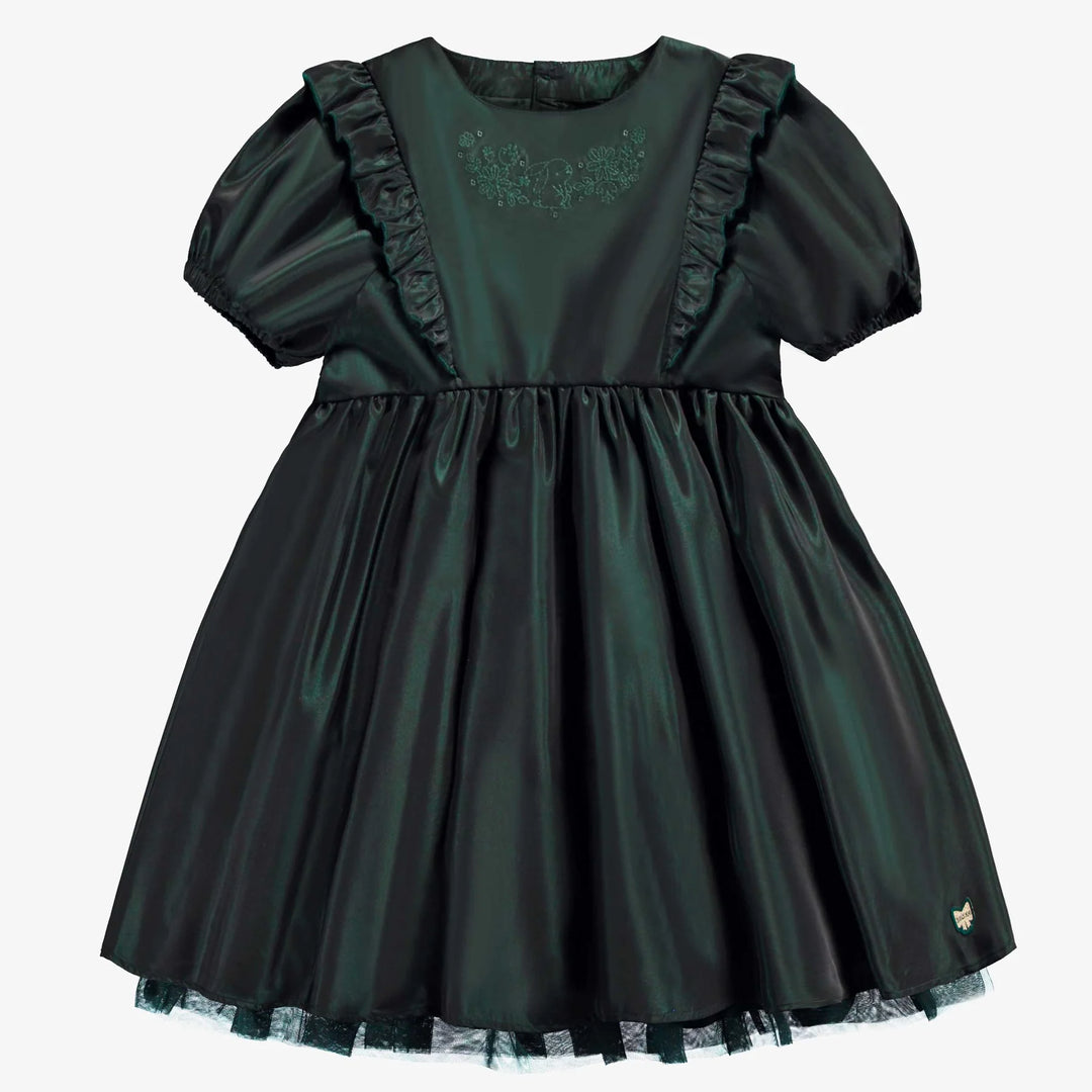 Souris Mini Taffeta & Tulle Emerald Green Dress Hopscotch Kids Souris Mini Taffeta & Tulle Emerald Green Dress Hopscotch Kids