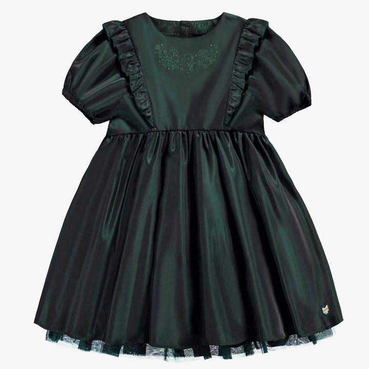 Souris Mini Taffeta & Tulle Emerald Green Dress