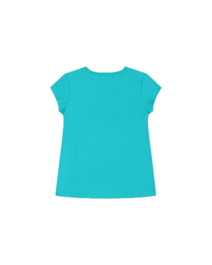 Deux Par Deux Organic Cotton Tee With Print Turquoise