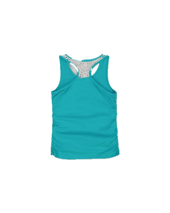 Deux Par Deux Organic Cotton Gathered Tank Top Turquoise