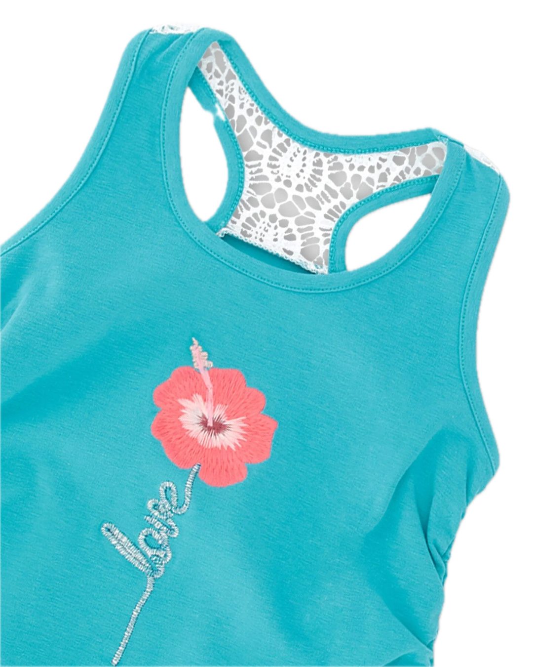 Deux Par Deux Organic Cotton Gathered Tank Top Turquoise