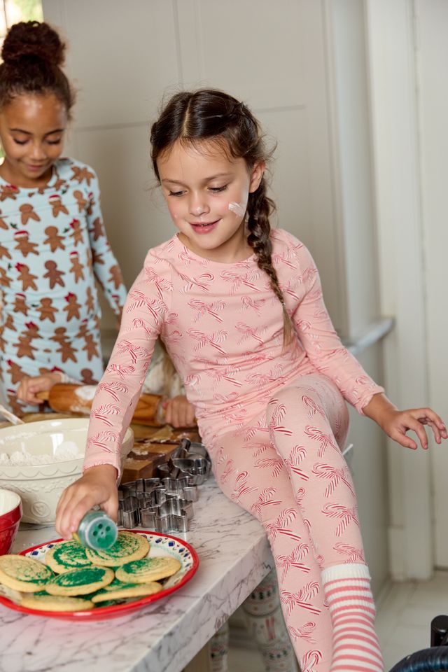 Pink Chicken Candy Cane Bows Bamboo PJ Set