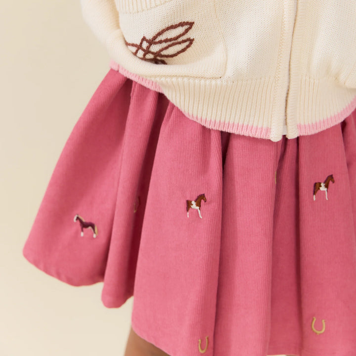 Pink Chicken Gianna Skirt - Horse Embroidery