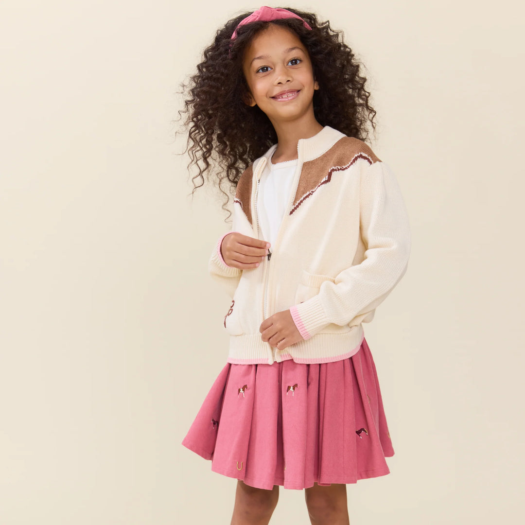 Pink Chicken Gianna Skirt - Horse Embroidery