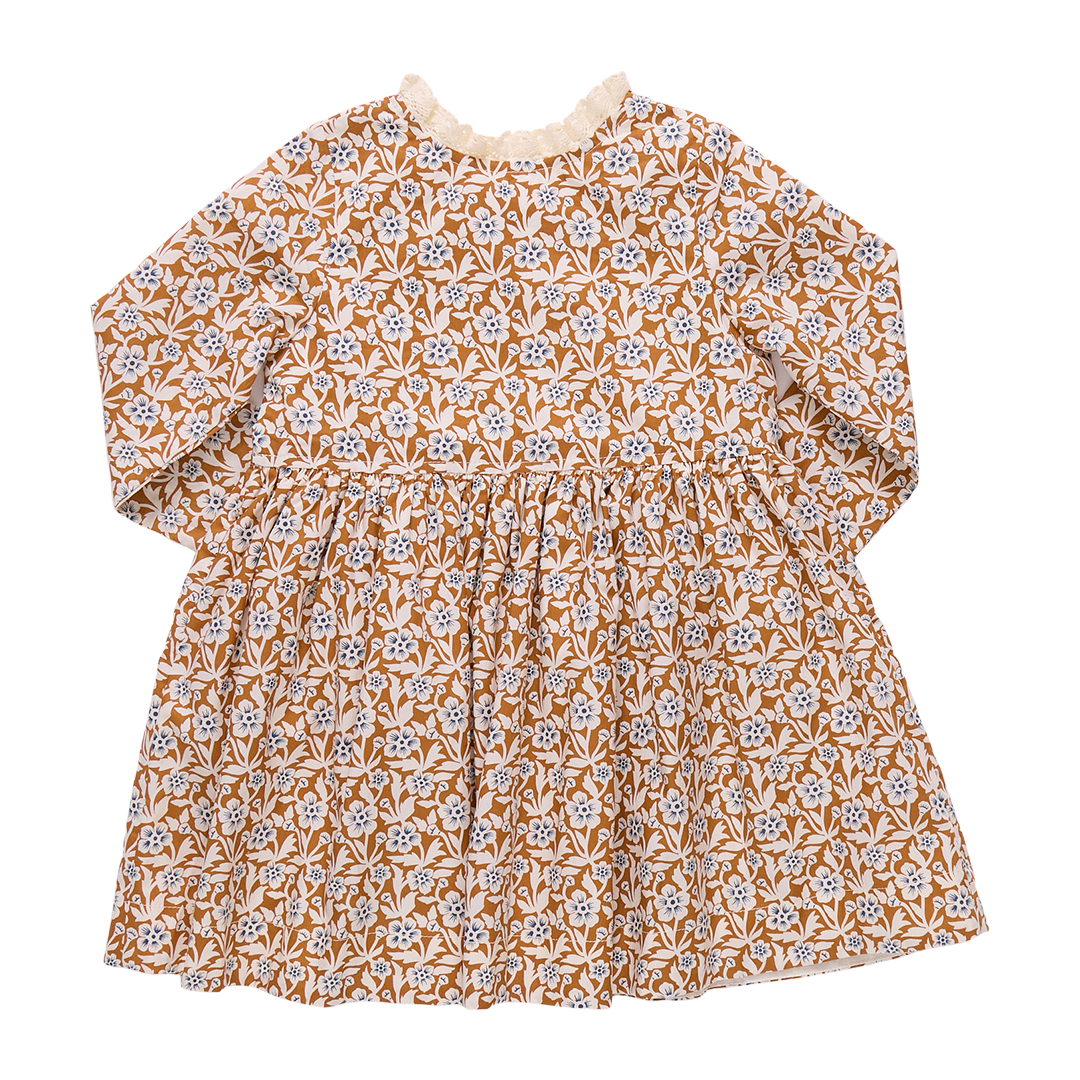 Pink Chicken Autumn Dress - Gold Climbing Floral
