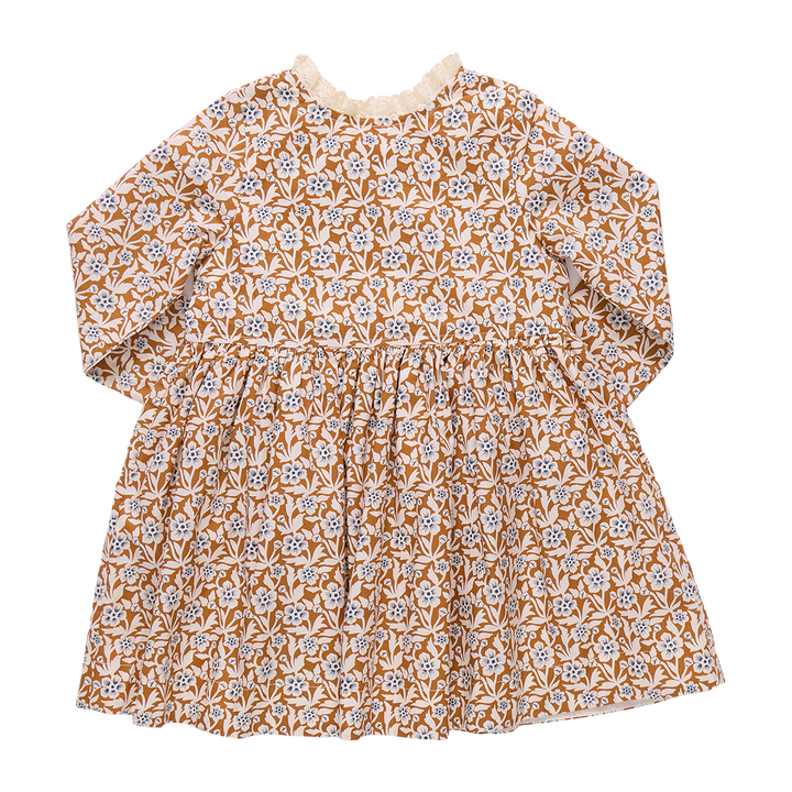 Pink Chicken Autumn Dress - Gold Climbing Floral