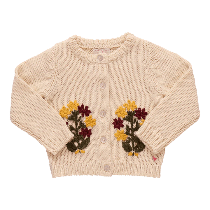 Pink Chicken Maude Sweater - Cream Flower Embroidery