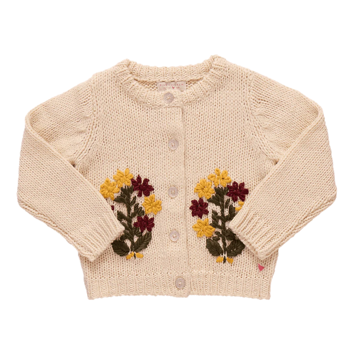 Pink Chicken Maude Sweater - Cream Flower Embroidery