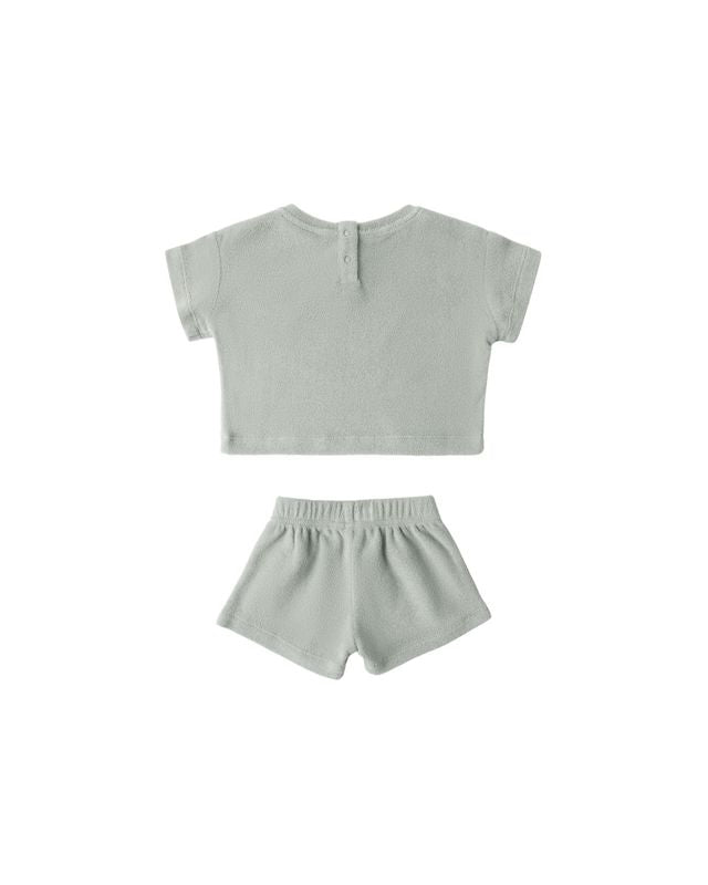 Quincy Mae Terry Tee + Short Set - Sage