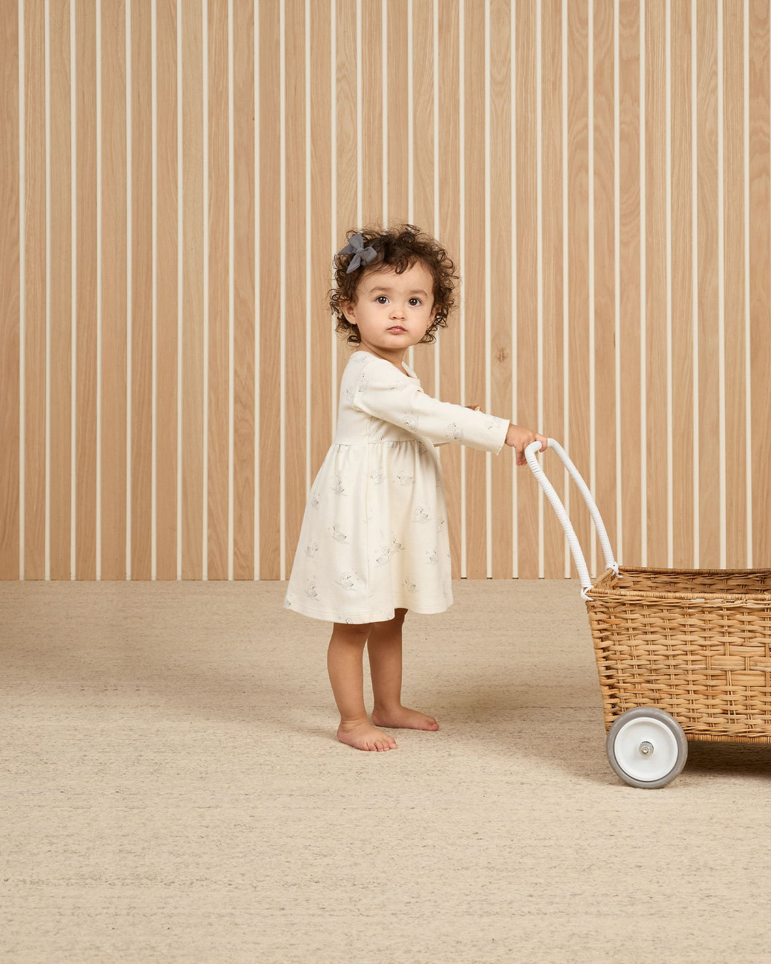 Quincy Mae Long Sleeve Baby Dress - Swans