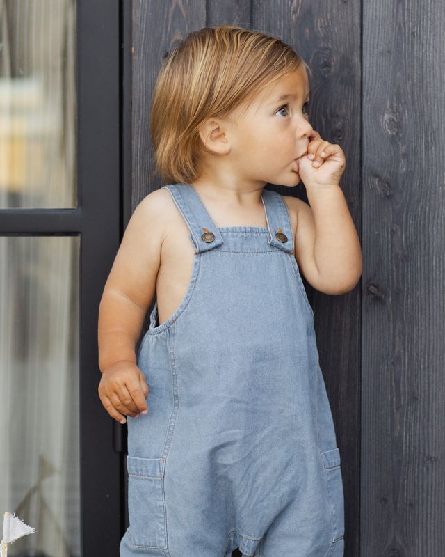 Rylee + Cru Cargo Baby Overall - Washed Blue