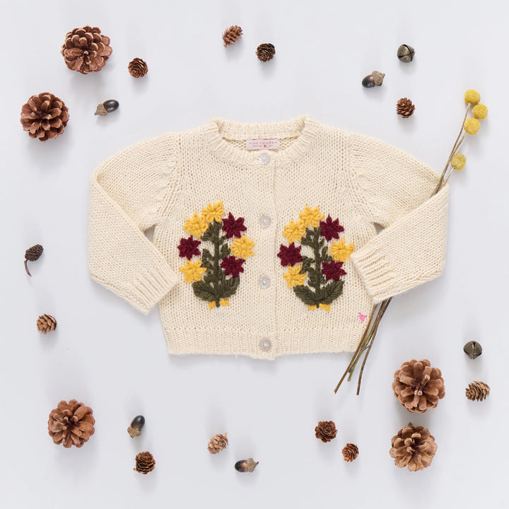 Pink Chicken Maude Sweater - Cream Flower Embroidery