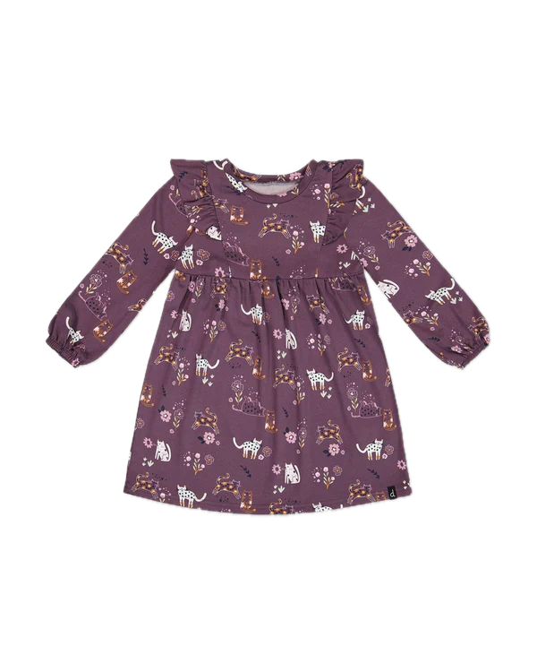 Deux Par Deux Printed Cat Dress