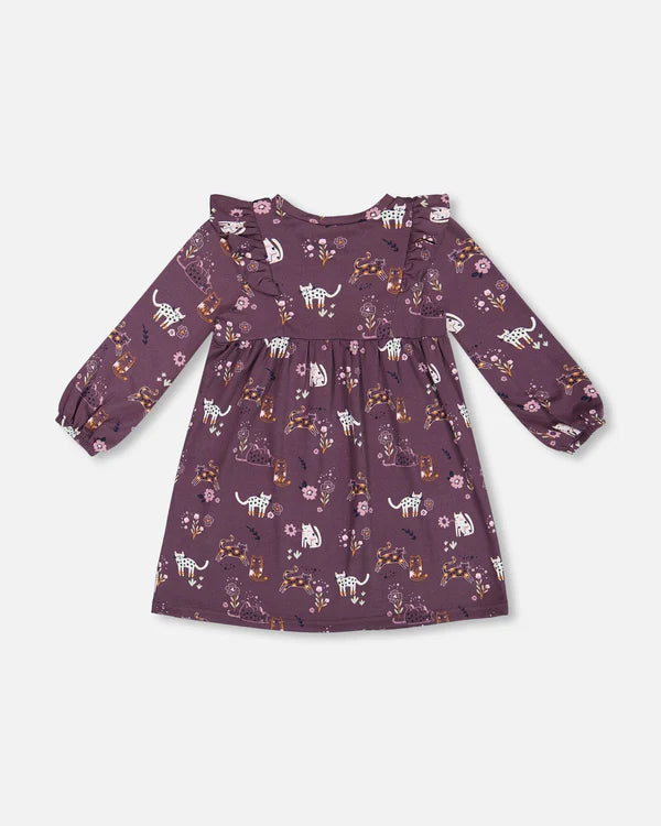 Deux Par Deux Printed Cat Dress