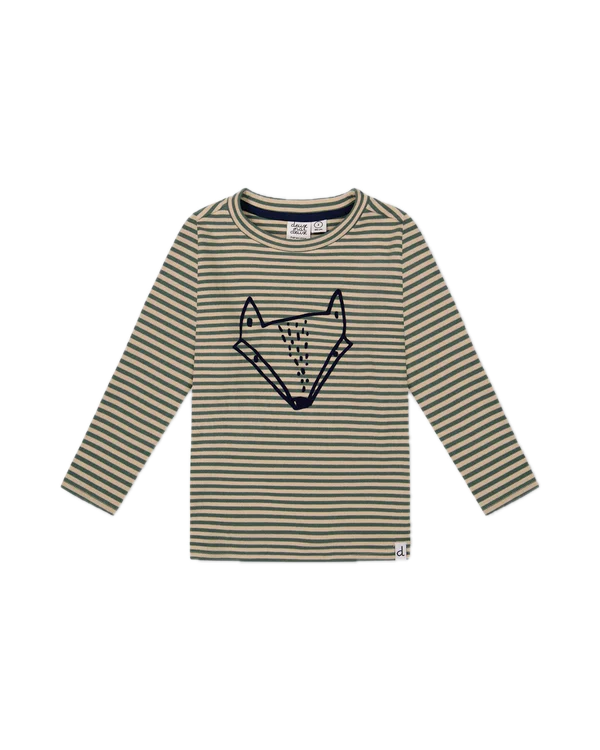 Deux Par Deux Super Soft Striped Fox Tee