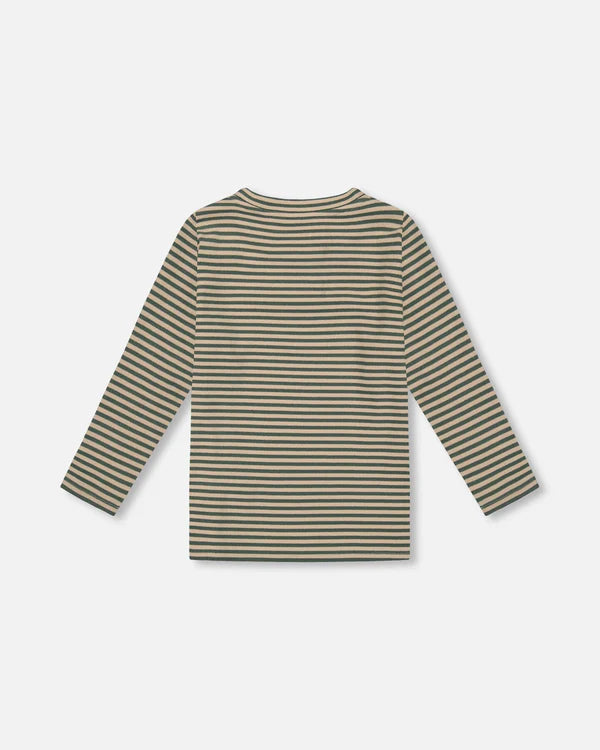 Deux Par Deux Super Soft Striped Fox Tee