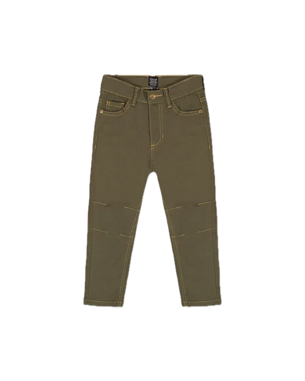 Deux Par Deux Stretch Twill Straight Leg Pants - Khaki Green