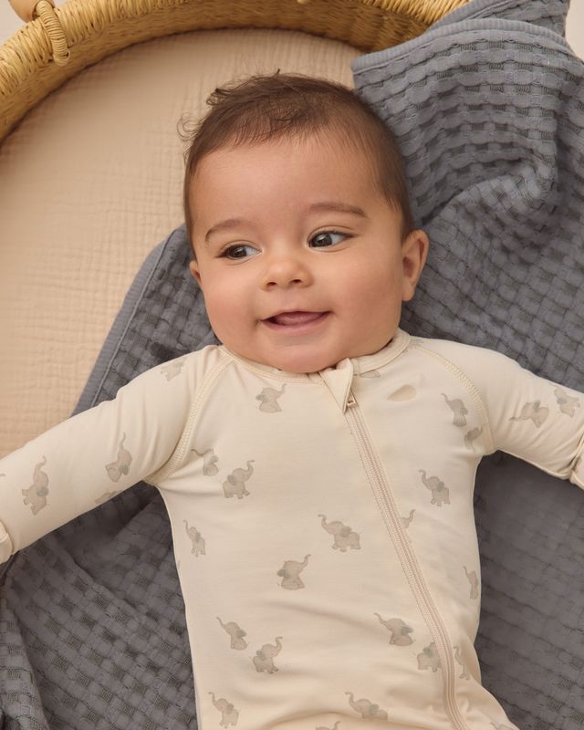 Quincy Mae Bamboo Zip Footie - Elephants